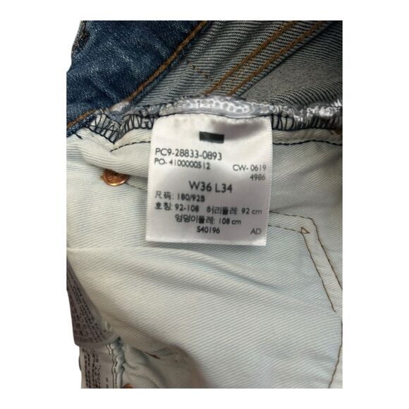 Levi’s 512 Big E Men’s Jeans Distressed Tagged 36x34 Actual 34x30.5 - Picture 7 of 7